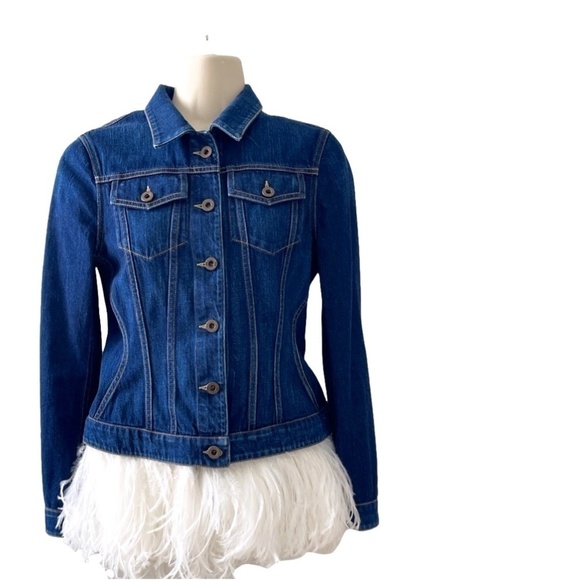 BURBERRY PRORSUM 2015 runway denim jacket ostrich feathers - Picture 1 of 13